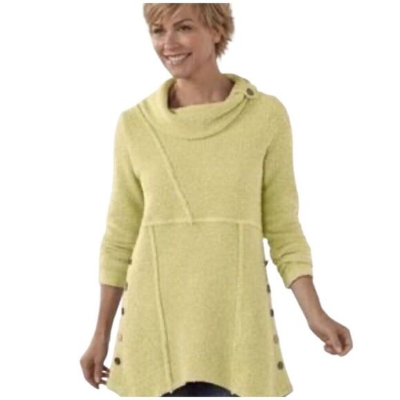 Soft Surroundings Lagenlook Pullover Tunic Sweater Yellow Size MP Petite Medium - Picture 1 of 10